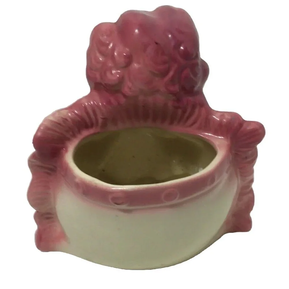 Vintage Hull USA #92 Pink and White Baby Pillow Art Pottery Planter Vase